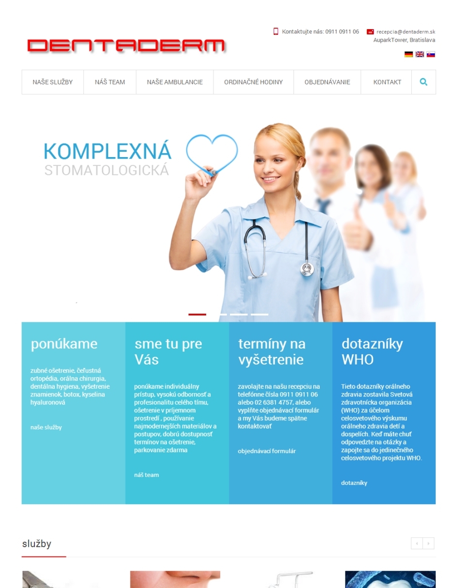 Webová prezentácia pre zubnú ambulanciu DentaDerm